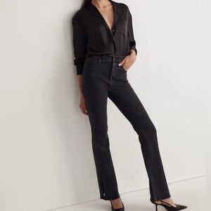 Madewell Skinny Flare Jeans in Bellhaven Wash: Slit-Hem Edition in Black Size 26